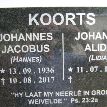 KOORTS Johannes Jacobus 1936-2017 &amp; Johanna Alida 1951-