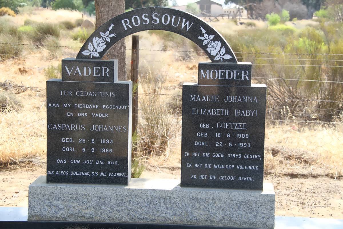 ROSSOUW Casparus Johannes 1893-1966 &amp; Maatjie Johanna Elizabeth COETZEE 1908-1998