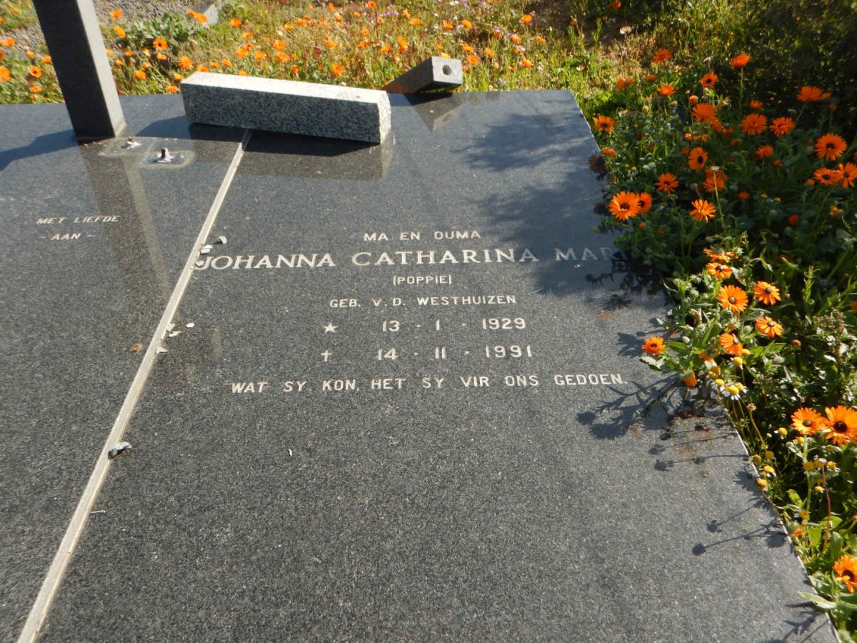 BRAND Dirk Johannes 1925-2000 &amp; Johanna Catharina Maria V.D. WESTHUIZEN 1929-1991