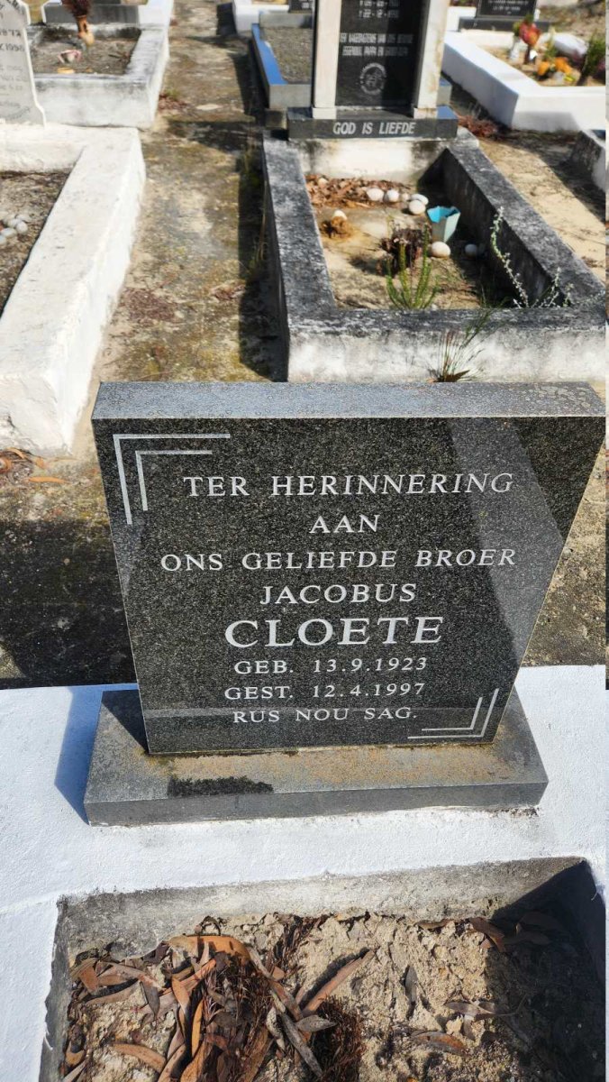 CLOETE Jacobus 1923-1997
