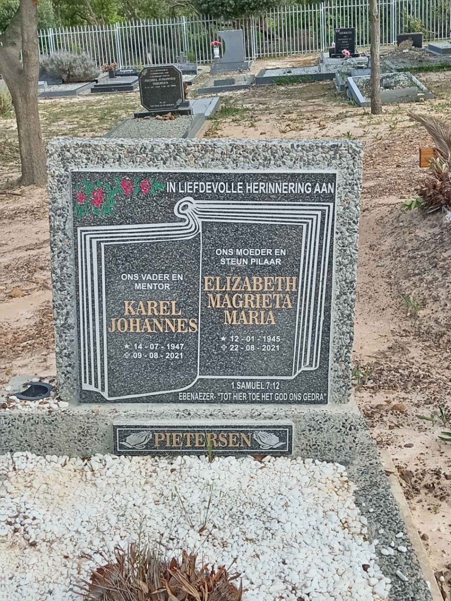 PIETERSEN Karel Johannes 1947-2021 &amp; Elizabeth Magrieta Maria 1945-2021