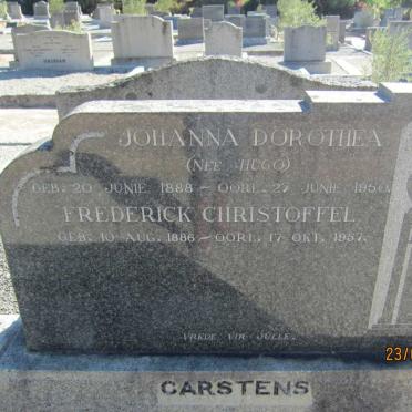 CARSTENS Frederick Christoffel 1886-1957 &amp; Johanna Dorothea HUGO 1888-1950