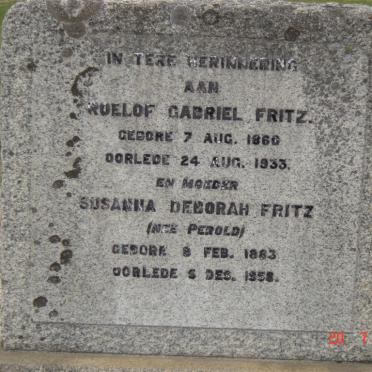 FRITZ Roelof Gabriel 1860-1933 &amp;  Susanna Deborah PEROLD 1883-1958