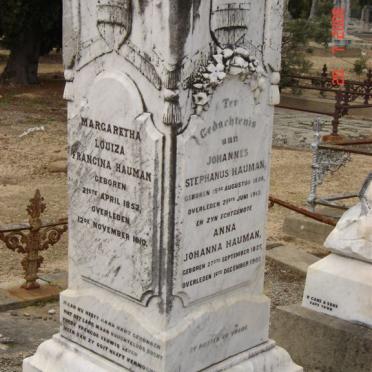 HAUMAN Johannes Stephanus 1824-1913 &amp; Anna Johanna 1827-1967 ::  HAUMAN  Margaretha Louiza Francina 1852-1910