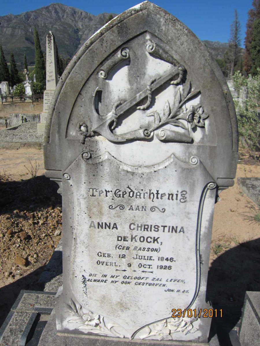 KOCK Anna Christina, de nee BASSON 1846-1926