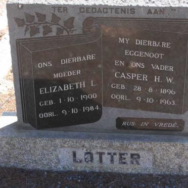 LÖTTER Casper H.W. 1896-1963 &amp; Elizabeth L. 1900-1984