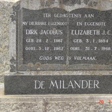 MILANDER Dirk Jacobus, de 1887-1962 &amp; Elizabeth J.C. 1894-1968