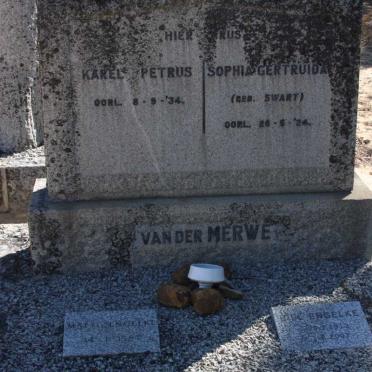 MERWE Karel Petrus, van der -1934 &amp; Sophia Gertruida SWART -1924 :: ENGELKE Mattie -1987 :: ENGELKE Bill -2007