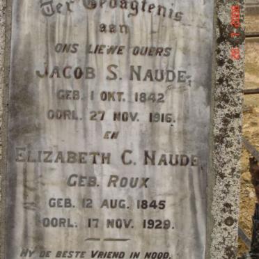 NAUDE Jacob S. 1842-1916 &amp; Elizabeth C. ROUX 1845-1929