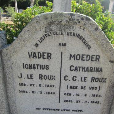 ROUX Ignatius J., le 1857-1940 &amp; Catherina C.C. DE VOS 1864-1942