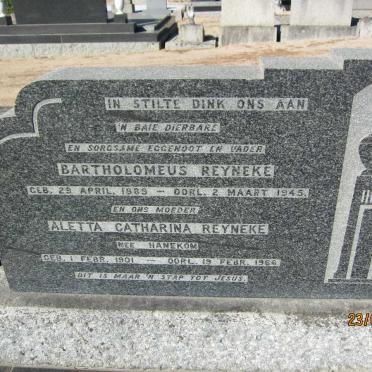 REYNEKE Bartholomeus 1889-1945 &amp; Aletta Catharina HANEKOM 1901-1966