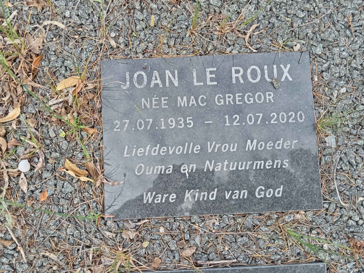 ROUX Joan, le nee MAC GREGOR 1935-2020