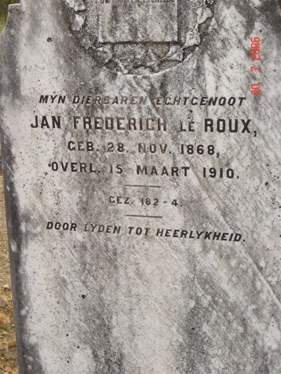 ROUX Jan Frederich, le 1868-1910
