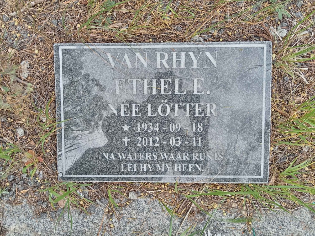 RHYN Ethel E., van nee LOTTER 1934-2012
