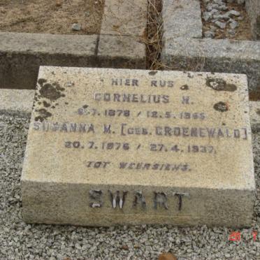 SWART Cornelius H. 1878-1965 &amp; Susanna M. GROENEWALD 1876-1937