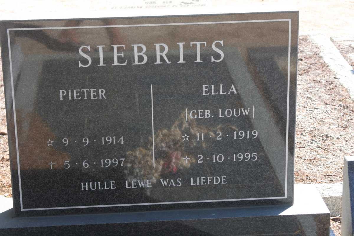 SIEBRITS Pieter 1914-1997 &amp; Ella LOUW 1919-1995