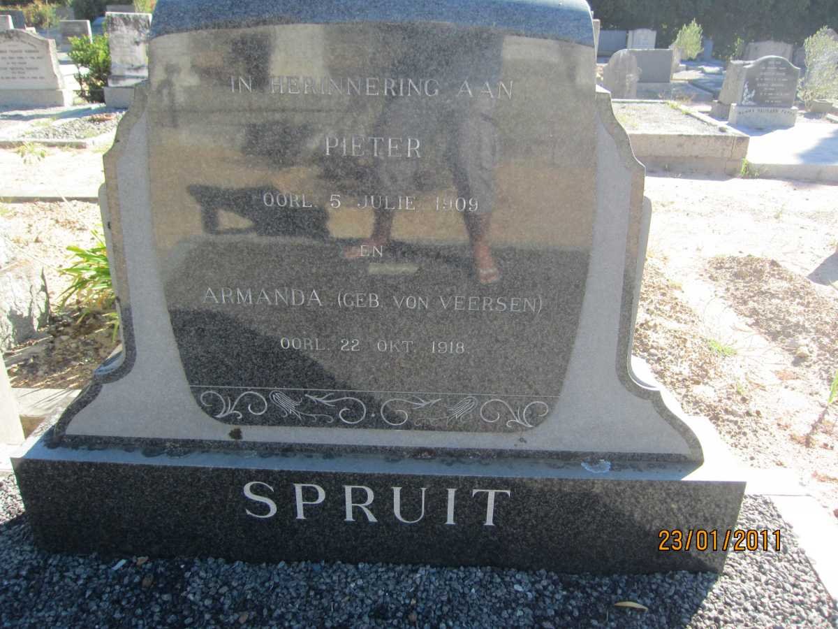 SPRUIT Pieter -1909 &amp; Armanda VON VEERSEN -1918