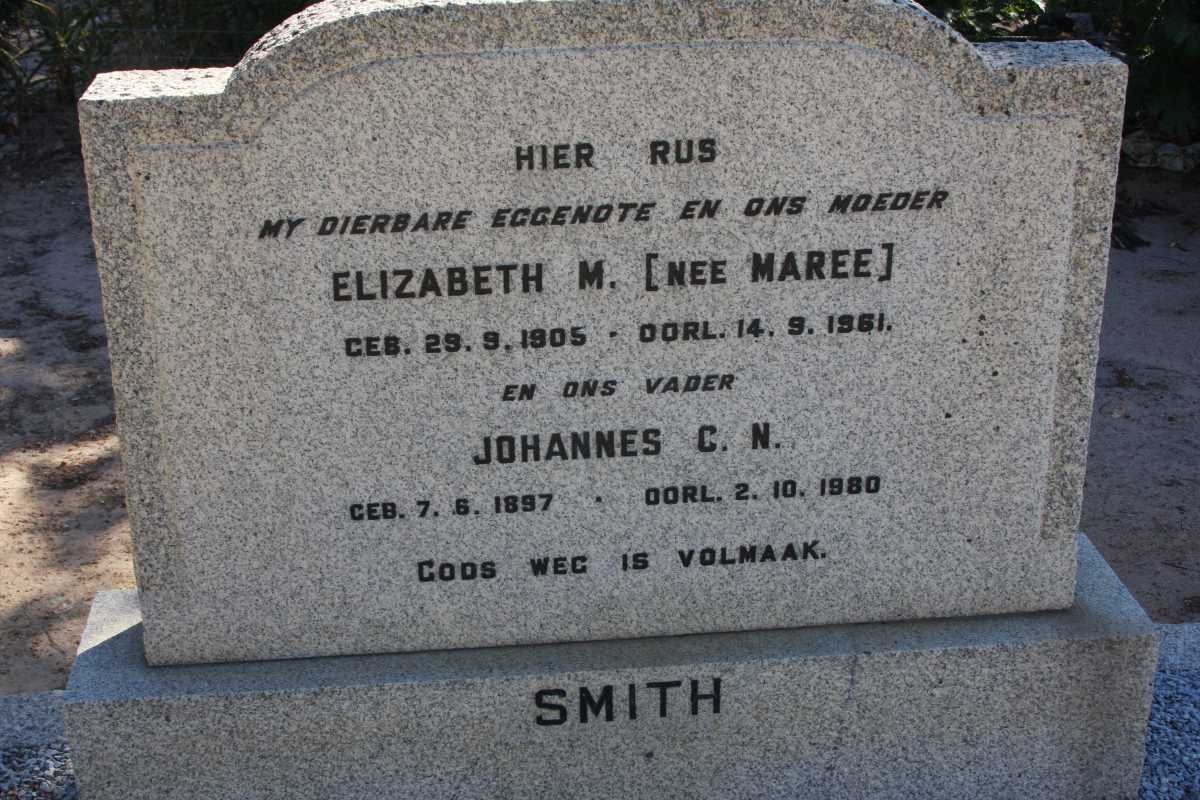 SMITH Johannes C.N. 1897-1980 &amp; Elizabeth M. MAREE 1905-1961