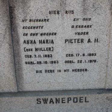 SWANEPOEL Pieter A.M. 1883-1978 &amp; Anna Maria MULLER 1883-1963