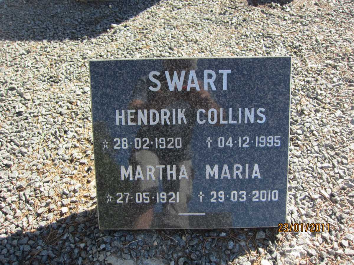 SWART Hendrik Collins 1920-1995 &amp; Martha Maria 1921-2010