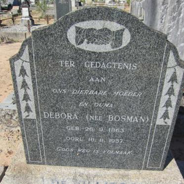 VILLIERS Debora, de nee BOSMAN 1863-1957