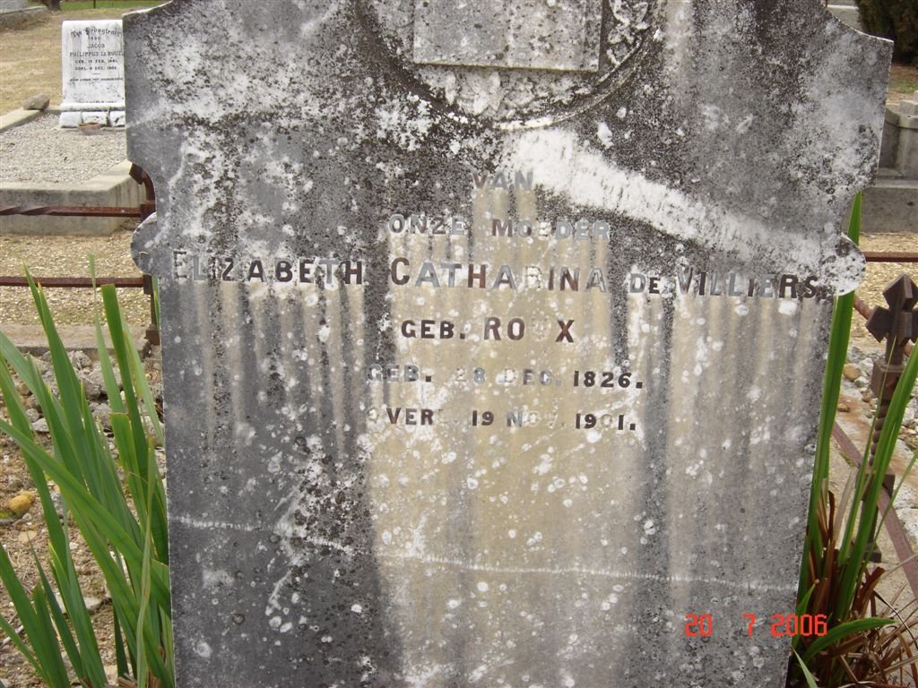 VILLIERS Elizabeth Catharina, de nee ROUX 1826-1901