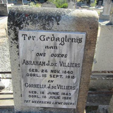 VILLIERS Abraham J., de 1840-1918 &amp; Cornelia J. 1845-1926