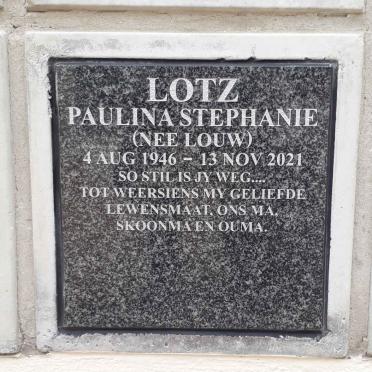 LOTZ Paulina Stephanie nee LOUW 1946-2021