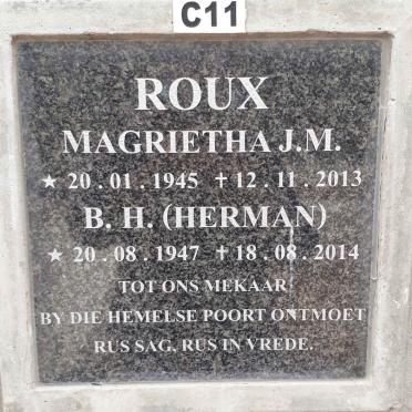 ROUX B.H. 1947-2014 &amp; Magrietha J.M. 1945-2013