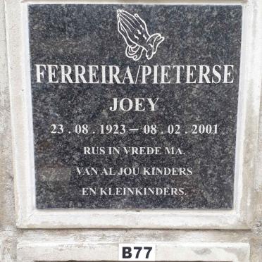 FERRIERA Joey formerly PIETERSE 1923-2001