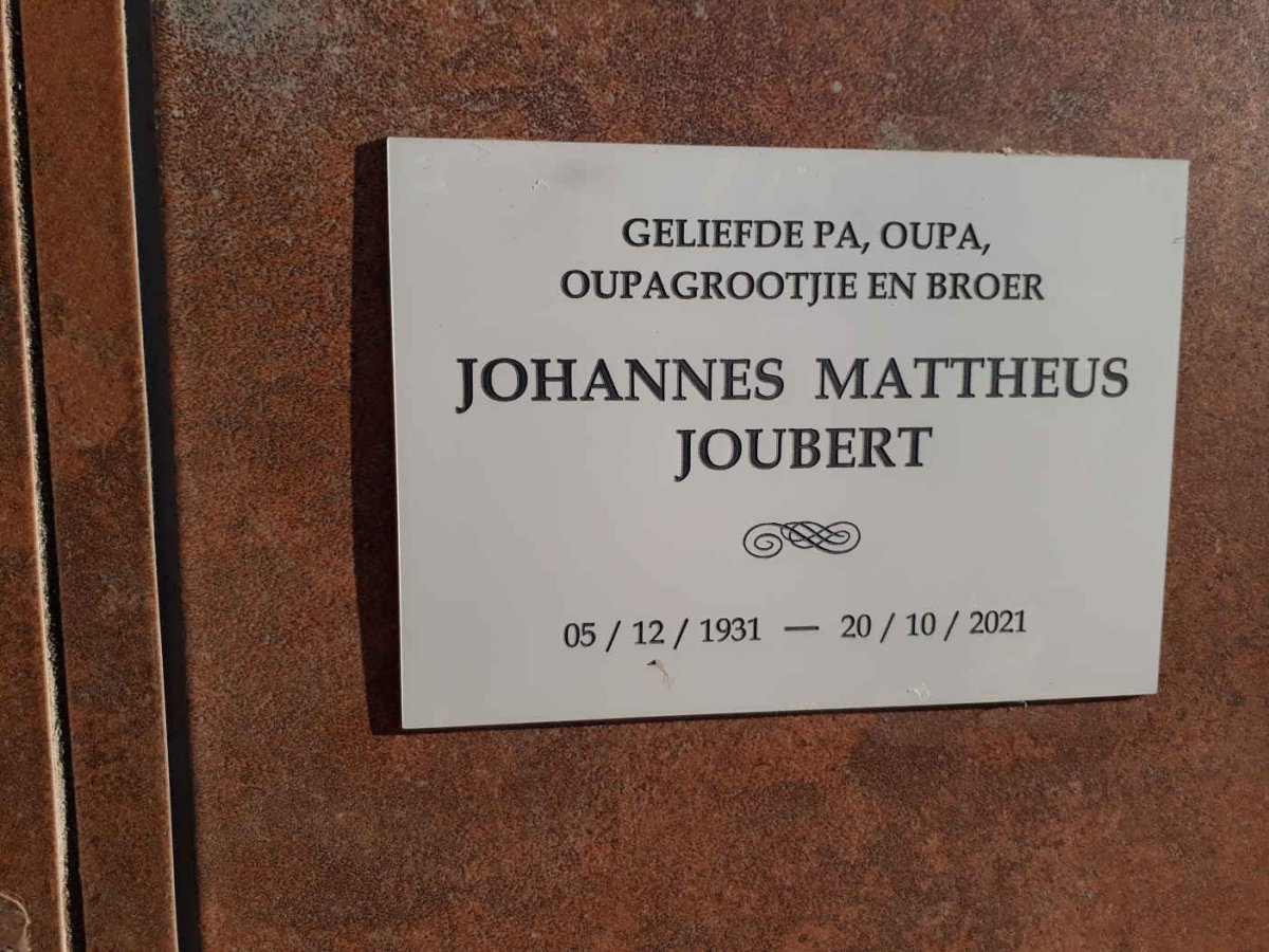JOUBERT Johannes Mattheus 1931-2021