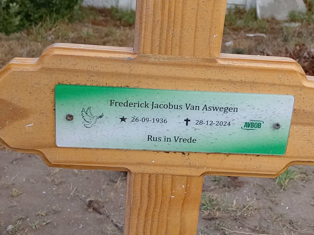 ASWEGEN Frederick Jacobus, van 1936-2024