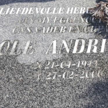 HUMAN Ole Andries 1943-2000 &amp; Johanna Elizabeth 1948-