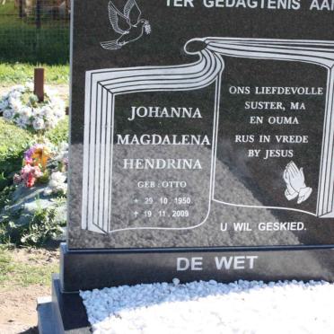 WET Johanna Magdalena Hendrina, de nee OTTO 1950-2009