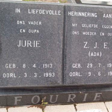 FOURIE Jurie 1913-1993 &amp; Z.J.E. 1909-1987