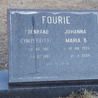 FOURIE Coenraad Christoffel 1907-1997 &amp; Johanna Maria B. 1920-2009