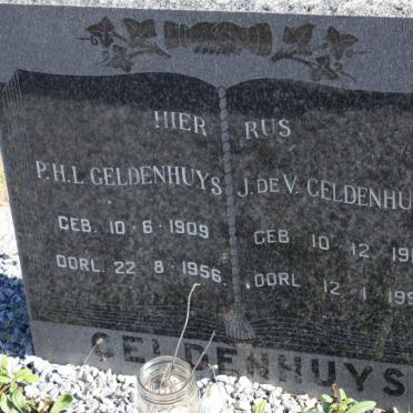 GELDENHUYS P.H.L 1909-1956 &amp; J.de V. 1915-1988
