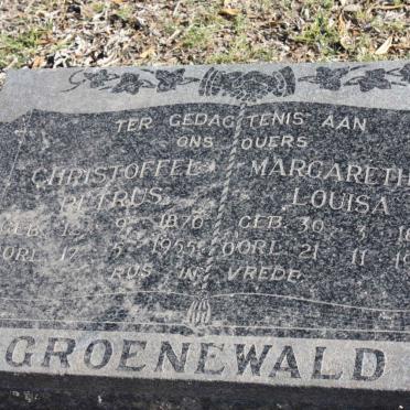 GROENEWALD Christoffel Petrus 1870-1955 &amp; Margaretha Louisa 1878-1966