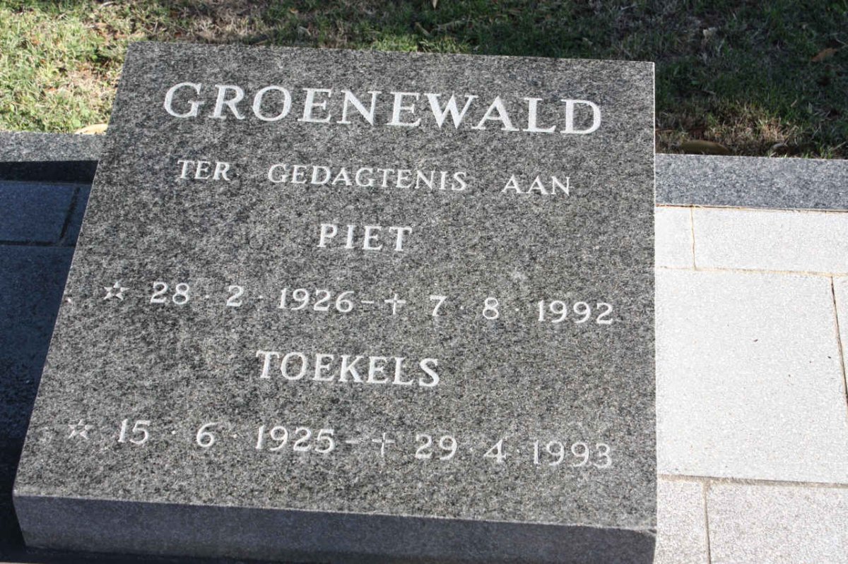 GROENEWALD Piet 1926-1992 &amp; Toekels 1925-1993