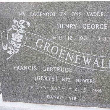 GROENEWALD Henry George 1901-1983 &amp; Francis Gertrude NOWERS 1897-1986
