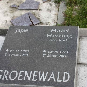 GROENWALD Japie 1923-1980 &amp; Hazel HERRING nee ROCK 1923-2008