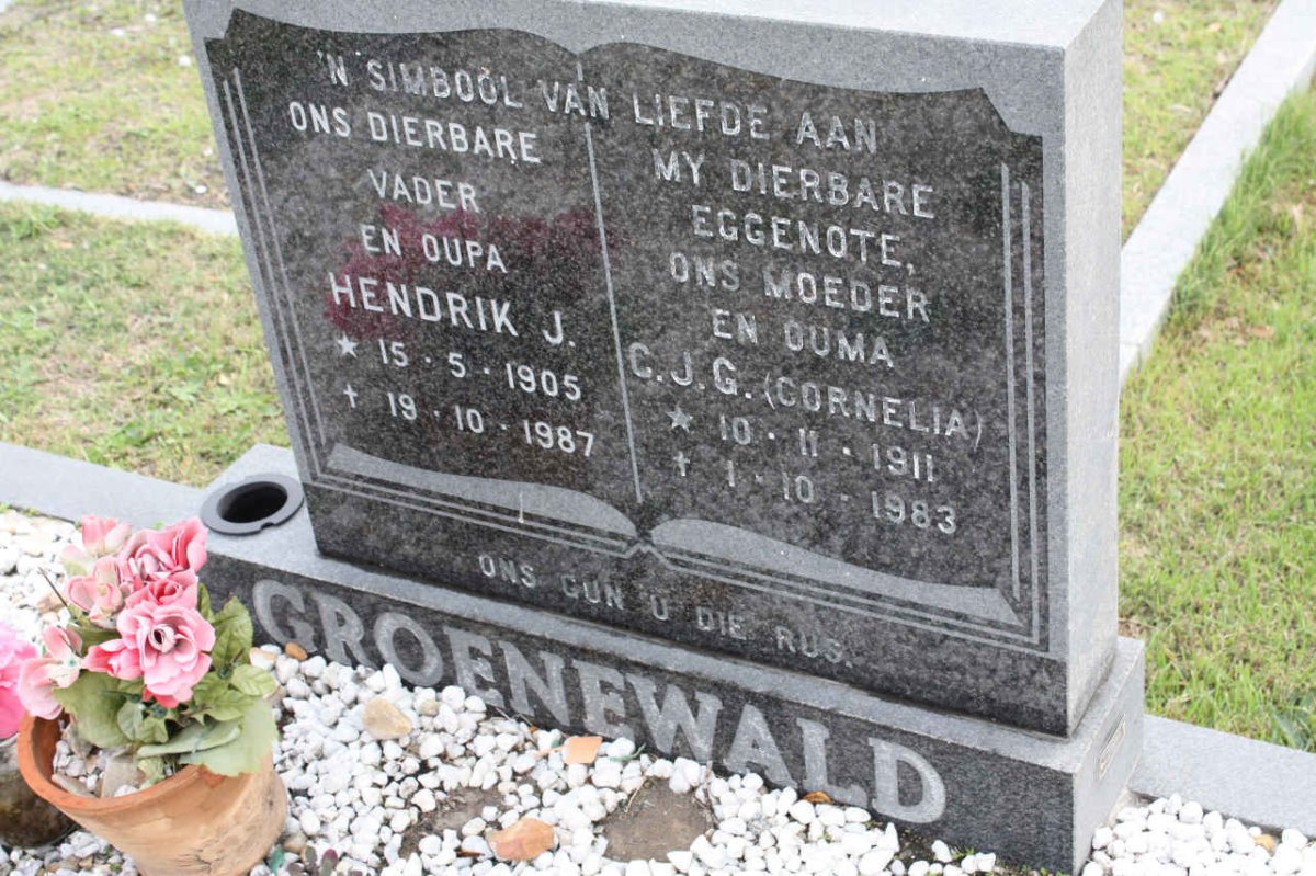 GROENEWALD Hendrik J. 1905-1987 &amp; C.J.G. 1911-1983