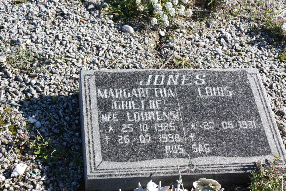 JONES Louis 1931-2017 & Margaretha LOURENS 1925-1998