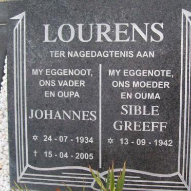 LOURENS Johannes 1934-2005 &amp; Sible Greeff 1942-