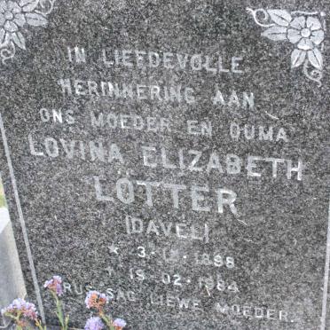 LOTTER Lovina Elizabeth nee DAVEL 1898-1984