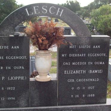 LESCH Joagim P. 1922-1996 &amp; Elizabeth nee GROENEWALD 1927-1988