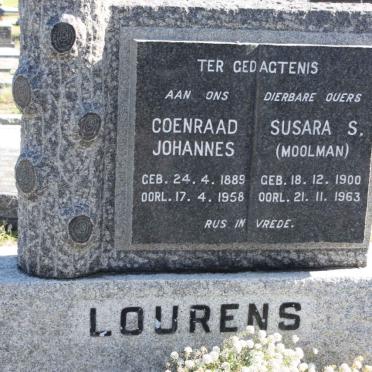 LOURENS Coenraad Johannes 1889-1958 &amp; Susara S. MOOLMAN 1900-1963