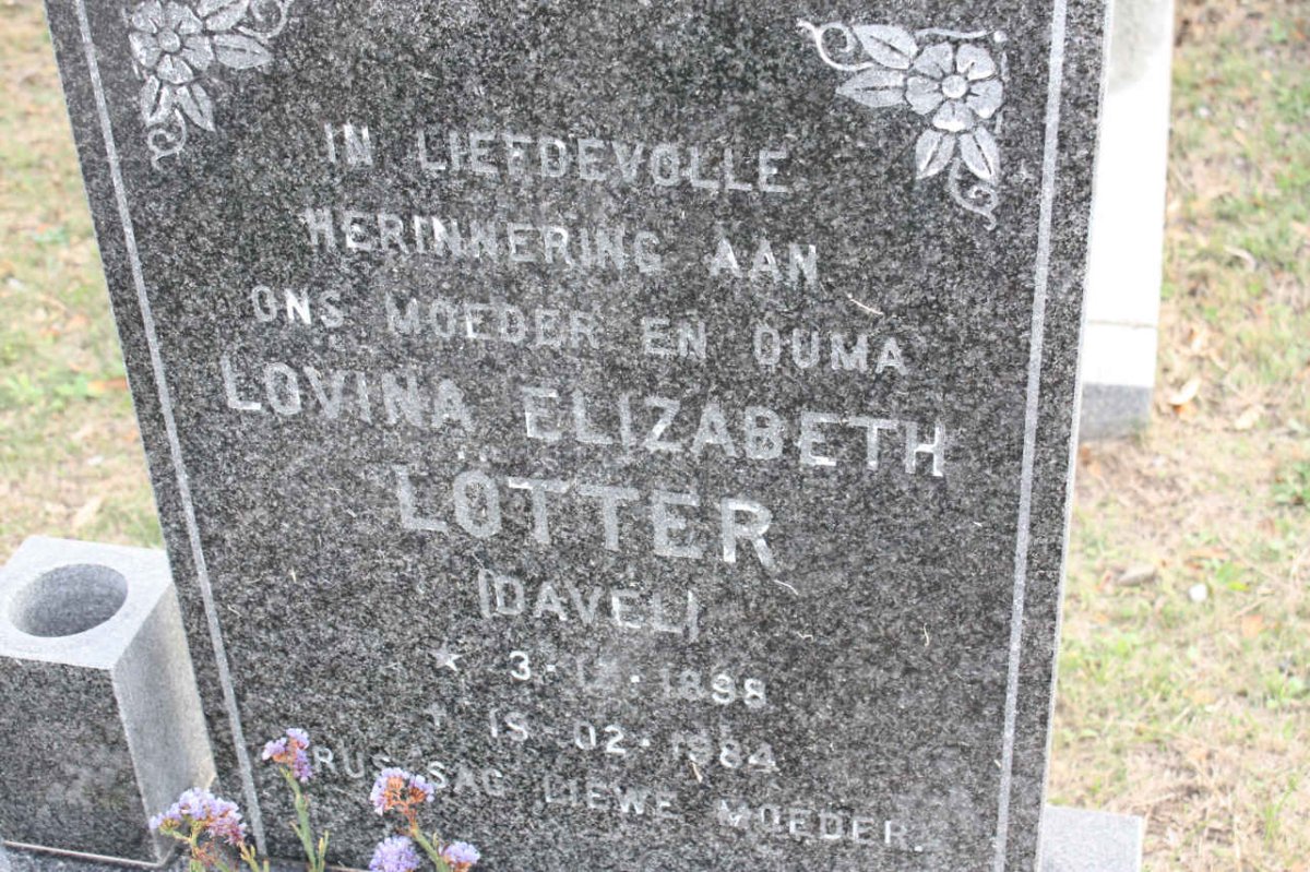 LOTTER Lovina Elizabeth nee DAVEL 1898-1984