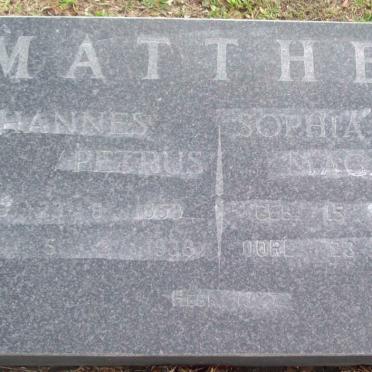 MATTHEE Johannes Petrus 1858-193?-Sophia Magarita 1869-1949