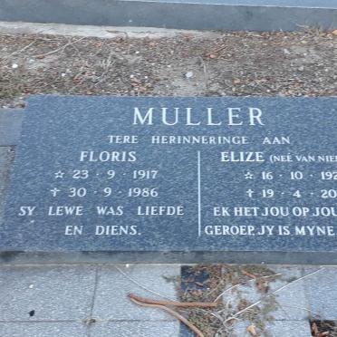 MULLER Floris 1917-1986 &amp; Elize VAN NIEKERK 1921-2019